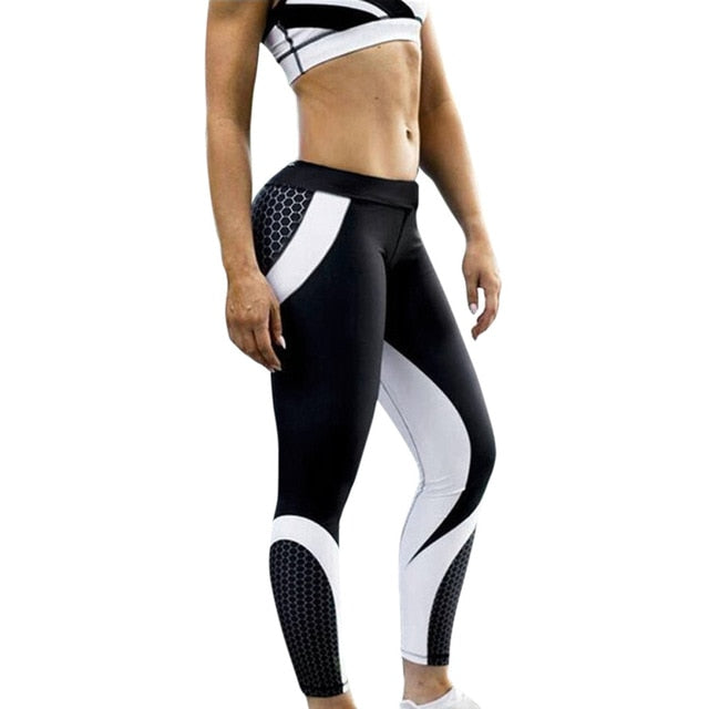 Womens 3D Print  Skinny Workout Gym Leggings Sports Training Cropped Pants