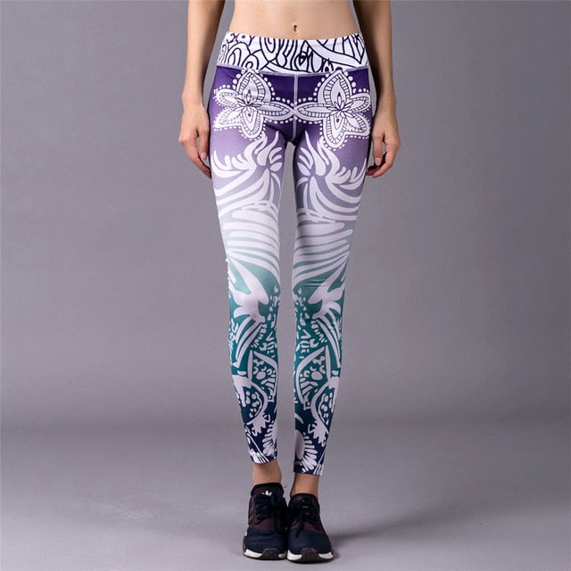 WOSAWE Printing Yoga Pants Women Fitness Leggings Workout Sports Running Leggings Sexy Push Up Gym Wear Elastic Slim Pants