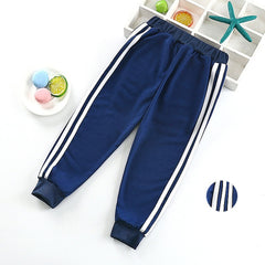 Fashion Sports Girls Boys Pants White Striped Candy Color School Cotton Spring Autumn Pant Leggings Trouser Children Kid Leggins