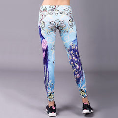 WOSAWE Printing Yoga Pants Women Fitness Leggings Workout Sports Running Leggings Sexy Push Up Gym Wear Elastic Slim Pants