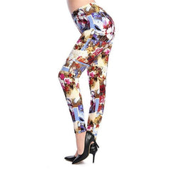 YRRETY Women Leggings High Street Cotton Leggin Casual Floral Printed Legging Graffiti Soft Fashion Women Trousers Hot Fashion