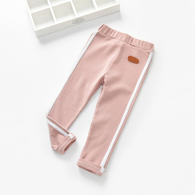 Fashion Sports Girls Boys Pants White Striped Candy Color School Cotton Spring Autumn Pant Leggings Trouser Children Kid Leggins