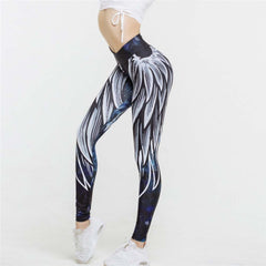Wing Printed Yoga Pants Skinny Workout Leggings High Waist Women Comfortable Fitness Sports Cropped Pants Mallas Mujer