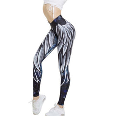 Wing Printed Yoga Pants Skinny Workout Leggings High Waist Women Comfortable Fitness Sports Cropped Pants Mallas Mujer