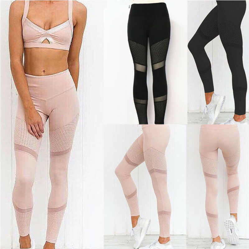 2019 New Style Fashion Hot Women's Mesh Running Yoga Fitness Patchwork Leggings Gym Exercise Sports Pants Trousers