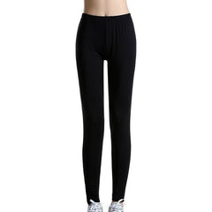 Ladies Leggings Solid Color Milk Silk Fit Slim Elastic  Pants for Sports IK88