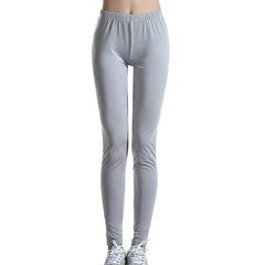 Ladies Leggings Solid Color Milk Silk Fit Slim Elastic  Pants for Sports IK88