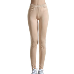 Ladies Leggings Solid Color Milk Silk Fit Slim Elastic  Pants for Sports IK88