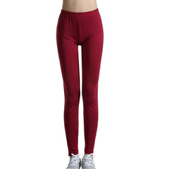 Ladies Leggings Solid Color Milk Silk Fit Slim Elastic  Pants for Sports IK88