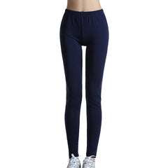 Ladies Leggings Solid Color Milk Silk Fit Slim Elastic  Pants for Sports IK88