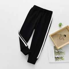 Fashion Sports Girls Boys Pants White Striped Candy Color School Cotton Spring Autumn Pant Leggings Trouser Children Kid Leggins