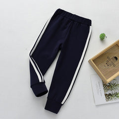 Fashion Sports Girls Boys Pants White Striped Candy Color School Cotton Spring Autumn Pant Leggings Trouser Children Kid Leggins