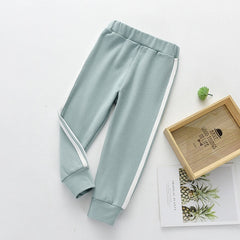 Fashion Sports Girls Boys Pants White Striped Candy Color School Cotton Spring Autumn Pant Leggings Trouser Children Kid Leggins