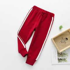 Fashion Sports Girls Boys Pants White Striped Candy Color School Cotton Spring Autumn Pant Leggings Trouser Children Kid Leggins