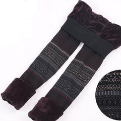 ZYFPGS 2019 Christmas Winter Leggings For Women Thick Warm Thick Fluff Black Fitness Leggings Wool Knitting Totem Hot MF785421