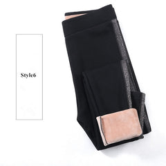 2019 Autumn Winter Cotton Velvet Leggings Women High Waist Side Stripes Sporting Fitness Leggings Pants Warm Thick Leggings