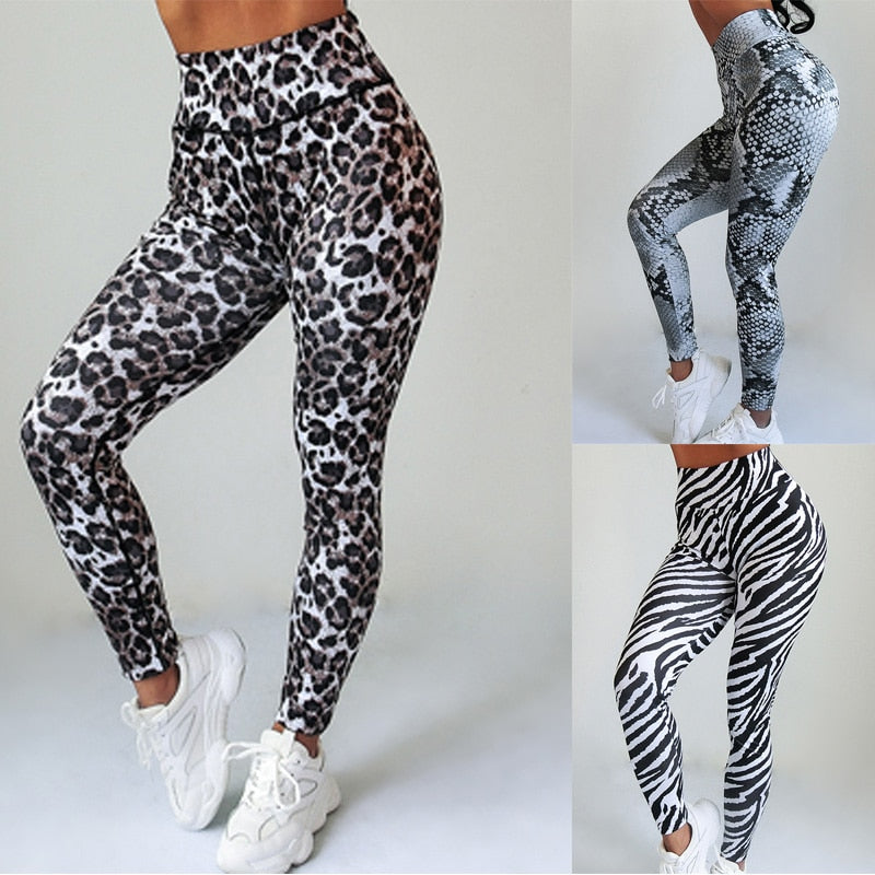 Women Fitness Leggings High Waist Slim Sports Pants Sexy Zebra Snake Leopard Animal Skin Print Workout Gym Leggings  Push Up