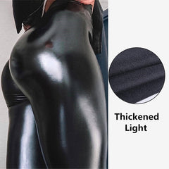 PU Leather Leggings Black Pencil Pants Push Up Hip New Autumn Women Thickened Skinny High Waist Slim Trousers Plus Size