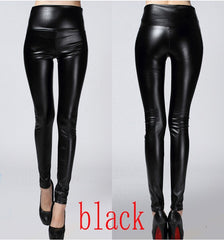 2019 Autumn winter Women legging skinny PU leather pencil Leggings slim faux Leather Pants female fashion thick fleece trousers