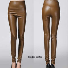 2019 Autumn winter Women legging skinny PU leather pencil Leggings slim faux Leather Pants female fashion thick fleece trousers