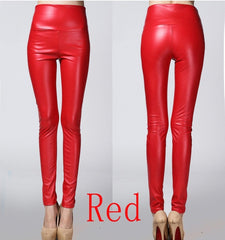 2019 Autumn winter Women legging skinny PU leather pencil Leggings slim faux Leather Pants female fashion thick fleece trousers