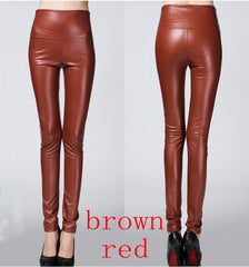 2019 Autumn winter Women legging skinny PU leather pencil Leggings slim faux Leather Pants female fashion thick fleece trousers