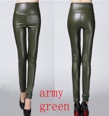 2019 Autumn winter Women legging skinny PU leather pencil Leggings slim faux Leather Pants female fashion thick fleece trousers