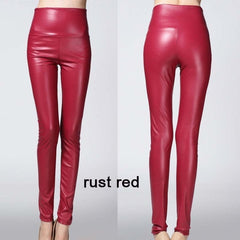 2019 Autumn winter Women legging skinny PU leather pencil Leggings slim faux Leather Pants female fashion thick fleece trousers