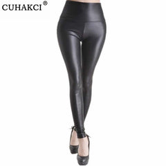 CUHAKCI Faux Leather Leggings Women High Waist Black Leggings Sexy Legging Mujer Leggins Stretchy Navy Plus Size Push Up Legging