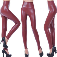 CUHAKCI Faux Leather Leggings Women High Waist Black Leggings Sexy Legging Mujer Leggins Stretchy Navy Plus Size Push Up Legging