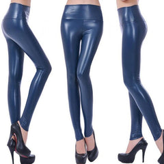 CUHAKCI Faux Leather Leggings Women High Waist Black Leggings Sexy Legging Mujer Leggins Stretchy Navy Plus Size Push Up Legging