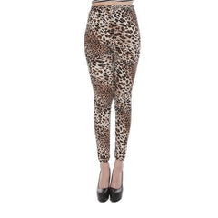 Lady Ethnic Animal Leopard Tiger Print Leggings Brushed Buttery Elastic Ankle Length Milk Fiber Skinny Pencil Pants Leggings