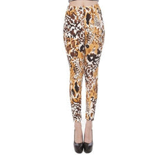 Lady Ethnic Animal Leopard Tiger Print Leggings Brushed Buttery Elastic Ankle Length Milk Fiber Skinny Pencil Pants Leggings