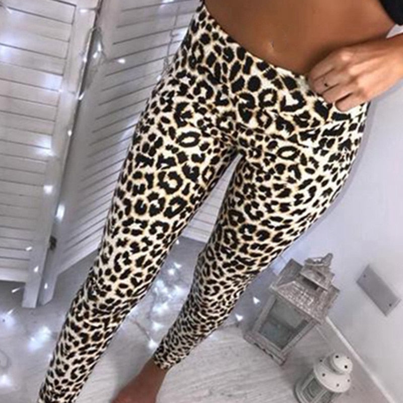 Fashion Women Leggings Slim High Waist Elasticity Leggings Leopard Printing leggins Woman Pants Cotton Leggings W3