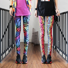 La MaxPa 2019 FASHION women's sex lady pants neon Leopard striped high spandex leggings 1PCS  k2094