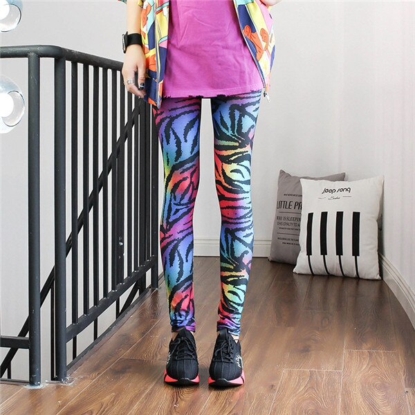 La MaxPa 2019 FASHION women's sex lady pants neon Leopard striped high spandex leggings 1PCS  k2094