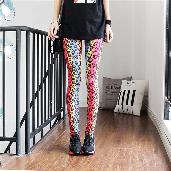 La MaxPa 2019 FASHION women's sex lady pants neon Leopard striped high spandex leggings 1PCS  k2094