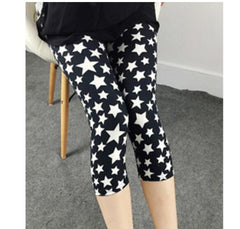 VIIANLES Floral Printing Pants Women Capris High Waisted Leggins Lady's Fitness Leggings Elastic Slim Short Legging Casual Pants