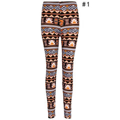 Women Floral Printing Elastic Leggings Stretch Pencil Pants Winter Autumn Women Floral Printing Leggings