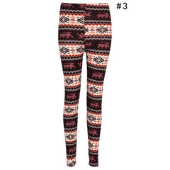 Women Floral Printing Elastic Leggings Stretch Pencil Pants Winter Autumn Women Floral Printing Leggings