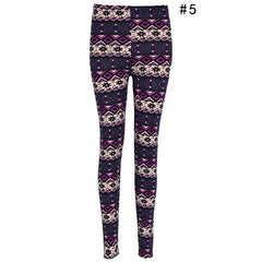 Women Floral Printing Elastic Leggings Stretch Pencil Pants Winter Autumn Women Floral Printing Leggings