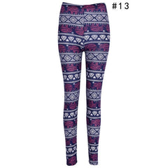 Women Floral Printing Elastic Leggings Stretch Pencil Pants Winter Autumn Women Floral Printing Leggings