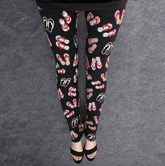 NDUCJSI New Rose Flower Printed Leggings Fashion Sexy Women Lady Slim High Elastic Cotton Pants Multiple Colors Styles Trousers