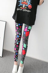 NDUCJSI New Rose Flower Printed Leggings Fashion Sexy Women Lady Slim High Elastic Cotton Pants Multiple Colors Styles Trousers