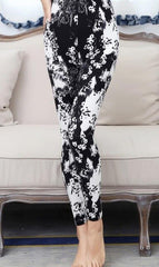 NDUCJSI New Rose Flower Printed Leggings Fashion Sexy Women Lady Slim High Elastic Cotton Pants Multiple Colors Styles Trousers