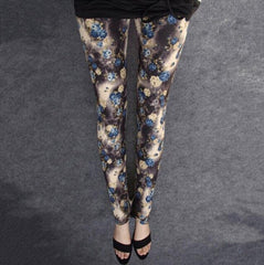 NDUCJSI New Rose Flower Printed Leggings Fashion Sexy Women Lady Slim High Elastic Cotton Pants Multiple Colors Styles Trousers