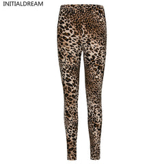 INITIALDREAM Women Leopard Print Leggings Spring and Autumn High Elasticity Pant Leggins High Waist Soft Woman Leggings