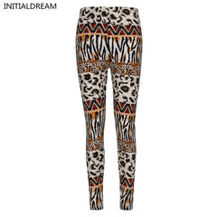 INITIALDREAM Women Leopard Print Leggings Spring and Autumn High Elasticity Pant Leggins High Waist Soft Woman Leggings