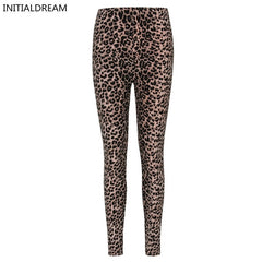 INITIALDREAM Women Leopard Print Leggings Spring and Autumn High Elasticity Pant Leggins High Waist Soft Woman Leggings