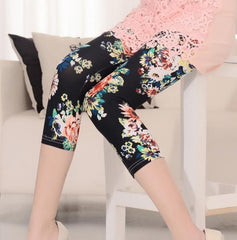 VISNXGI Floral Printing Capris Leggings Lady's Casual Stretched Graffiti Tie dyed Elastic Cropped Trousers Summer Women Legging